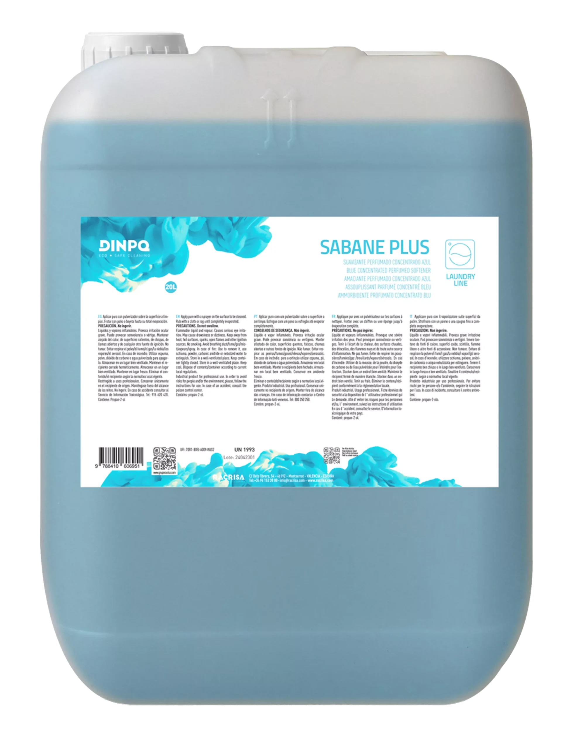 Suavizante concentrado perfumado Sabane Plus Azul 20l