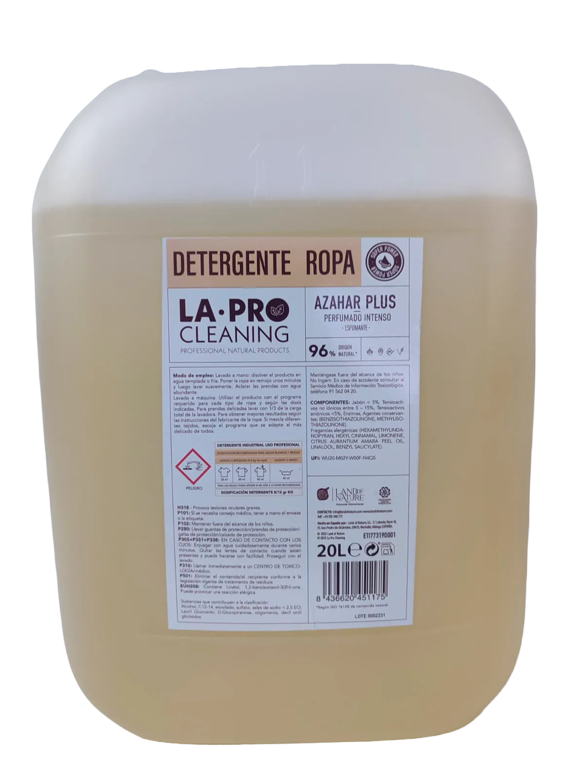 Detergente de Ropa SPW de Origen Natural aroma AZAHAR 20l
